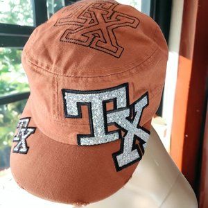NWOT SPORTS CAP TEXAS BLINGY Burnt Orange  Distressed Hat/Cap